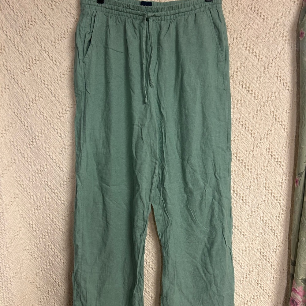 GAP Women's Sage Green wide leg linen blend pants